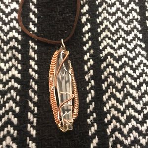 Wire wrapped glass pendant